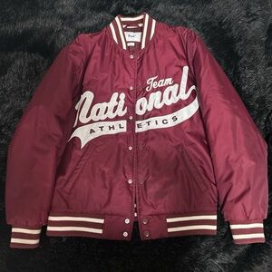 Red TNA Stadium Jacket, size small